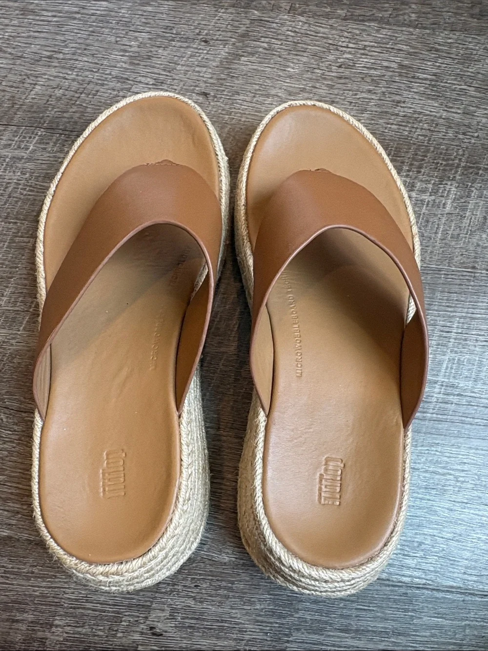 FitFlop F-mode Espadrille Leather Flatform Sandals Women’s 6
